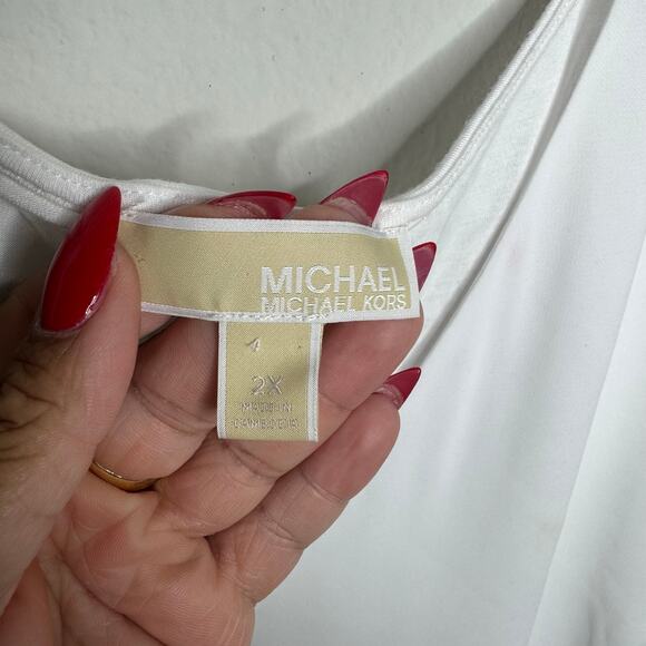 Michael‎ Kors Women’s White Sleeveless V-Neck Blouse Top Size 2X - Picture 2 of 7